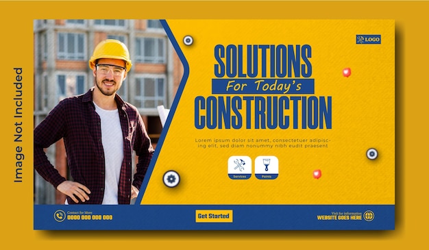 Modern Construction Ads Web Banner Template Design
